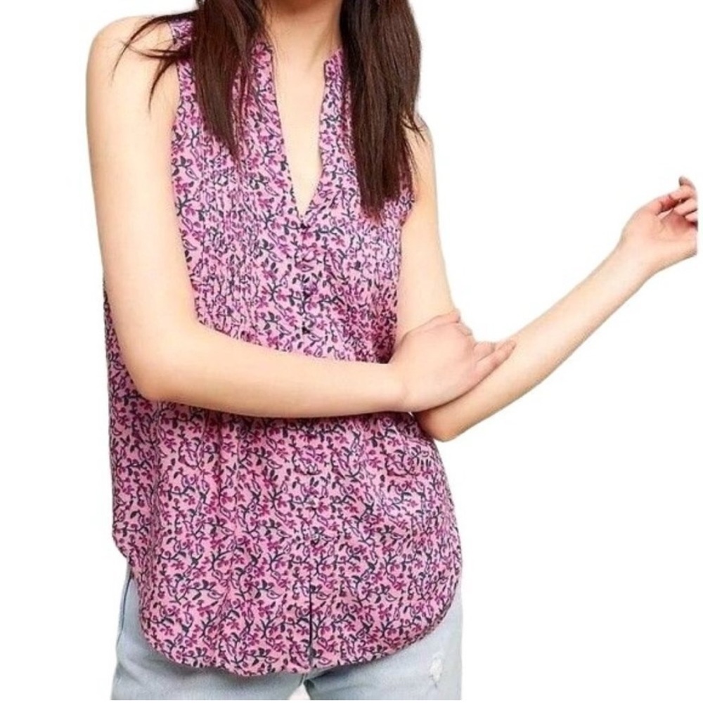 Maeve Pink Printed V-Neck Sleeveless Tank Top